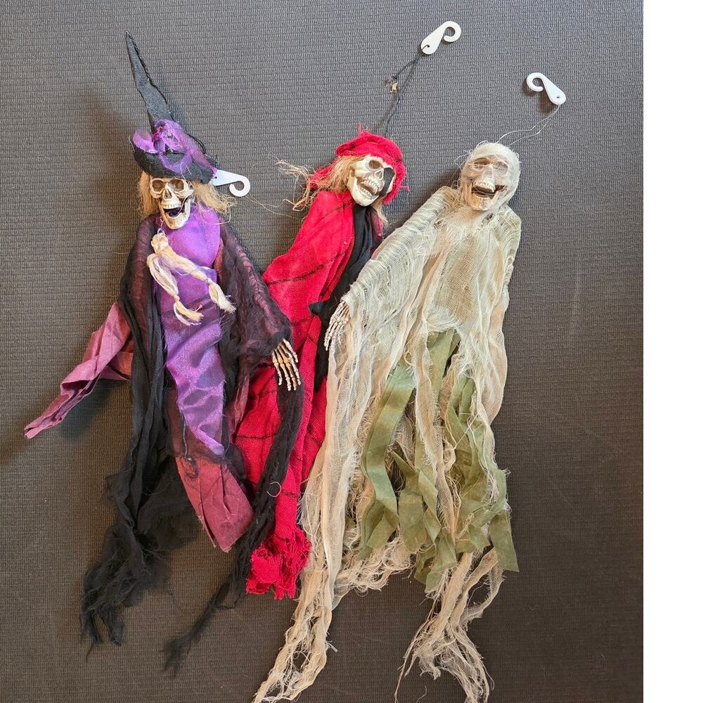 Hanging Halloween Skeletons --Witch, Pirate, Mummy Tree Hangers READ